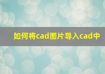 如何将cad图片导入cad中