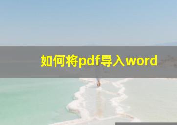 如何将pdf导入word