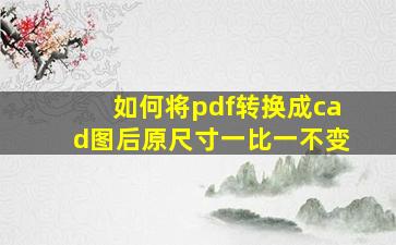 如何将pdf转换成cad图后原尺寸一比一不变