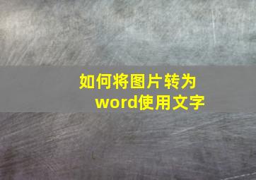 如何将图片转为word使用文字