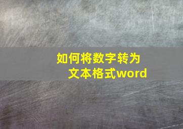 如何将数字转为文本格式word