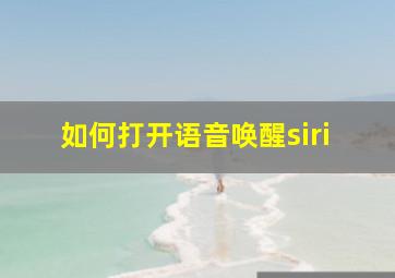 如何打开语音唤醒siri