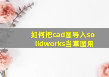 如何把cad图导入solidworks当草图用