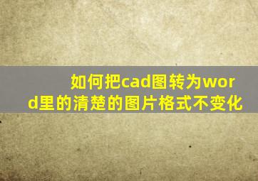 如何把cad图转为word里的清楚的图片格式不变化