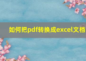 如何把pdf转换成excel文档