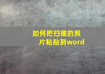 如何把扫描的照片粘贴到word