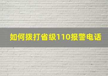 如何拨打省级110报警电话