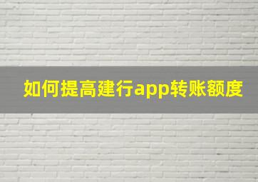 如何提高建行app转账额度