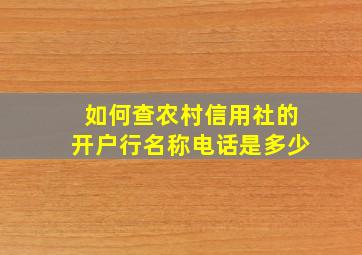 如何查农村信用社的开户行名称电话是多少