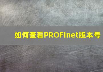 如何查看PROFInet版本号