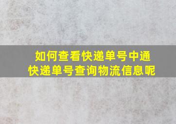 如何查看快递单号中通快递单号查询物流信息呢