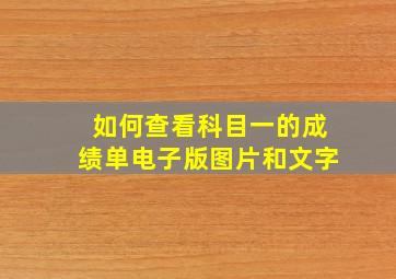 如何查看科目一的成绩单电子版图片和文字