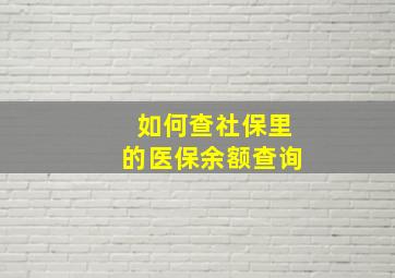 如何查社保里的医保余额查询