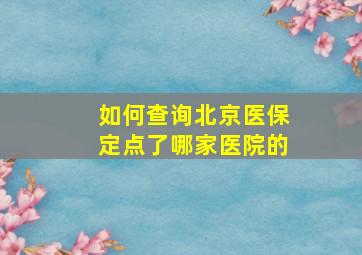 如何查询北京医保定点了哪家医院的