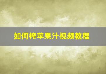 如何榨苹果汁视频教程