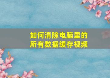 如何清除电脑里的所有数据缓存视频