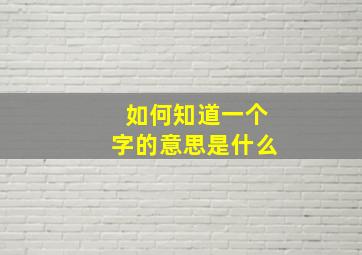 如何知道一个字的意思是什么