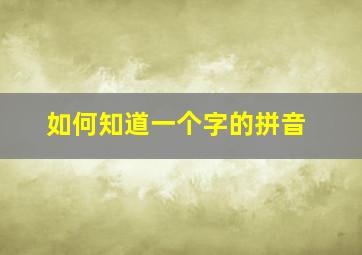 如何知道一个字的拼音