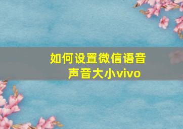 如何设置微信语音声音大小vivo