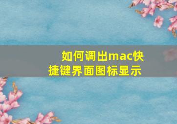 如何调出mac快捷键界面图标显示