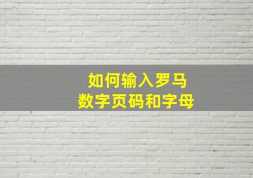 如何输入罗马数字页码和字母