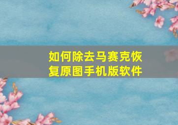 如何除去马赛克恢复原图手机版软件