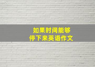 如果时间能够停下来英语作文