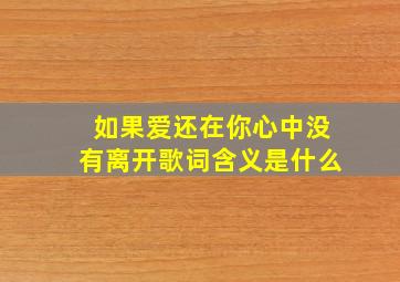 如果爱还在你心中没有离开歌词含义是什么