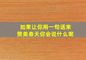 如果让你用一句话来赞美春天你会说什么呢