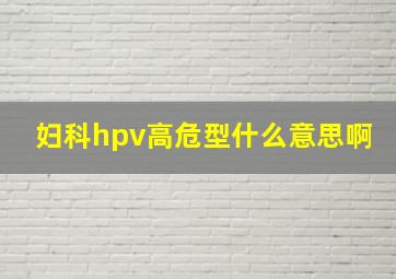 妇科hpv高危型什么意思啊