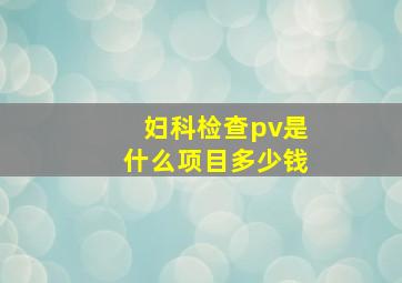 妇科检查pv是什么项目多少钱