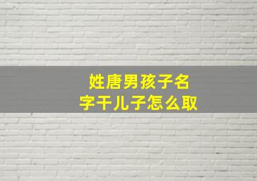 姓唐男孩子名字干儿子怎么取