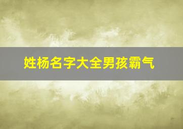 姓杨名字大全男孩霸气