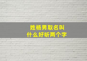 姓杨男取名叫什么好听两个字