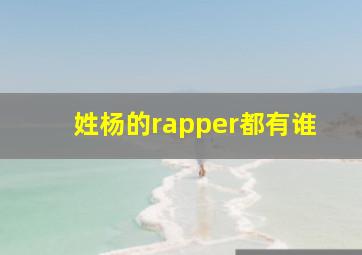 姓杨的rapper都有谁