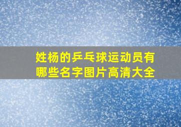 姓杨的乒乓球运动员有哪些名字图片高清大全