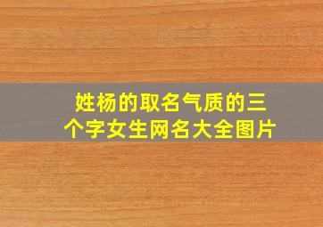 姓杨的取名气质的三个字女生网名大全图片