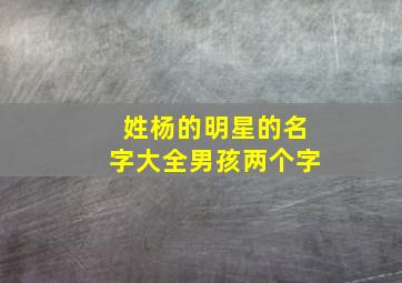 姓杨的明星的名字大全男孩两个字