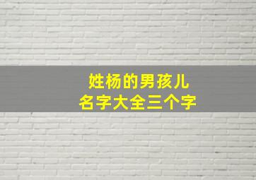 姓杨的男孩儿名字大全三个字