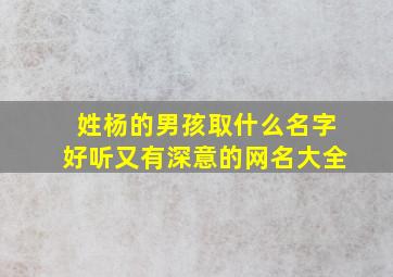 姓杨的男孩取什么名字好听又有深意的网名大全