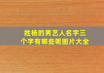 姓杨的男艺人名字三个字有哪些呢图片大全