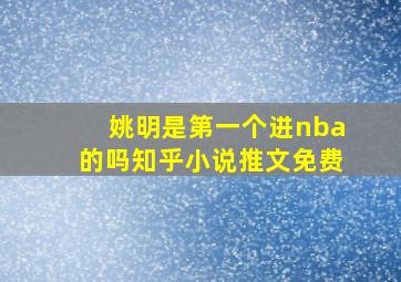 姚明是第一个进nba的吗知乎小说推文免费