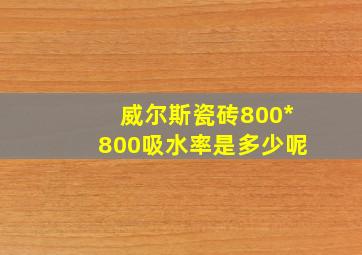 威尔斯瓷砖800*800吸水率是多少呢