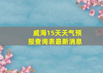 威海15天天气预报查询表最新消息