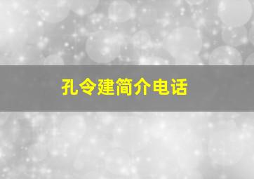 孔令建简介电话