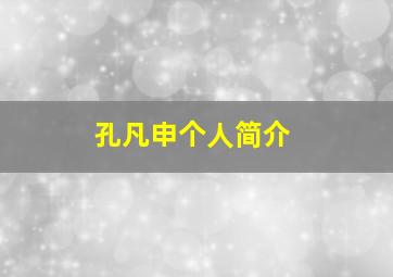 孔凡申个人简介