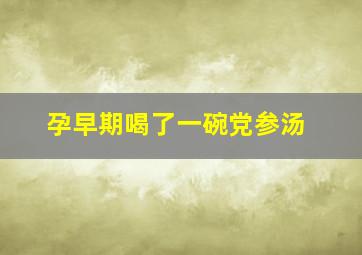 孕早期喝了一碗党参汤