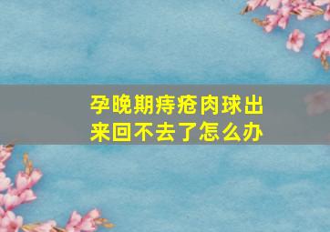 孕晚期痔疮肉球出来回不去了怎么办