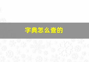 字典怎么查的