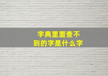 字典里面查不到的字是什么字